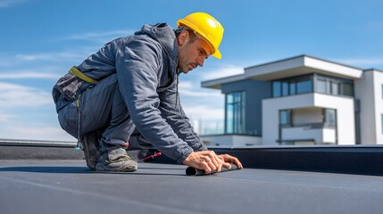Flat roofing work in progress